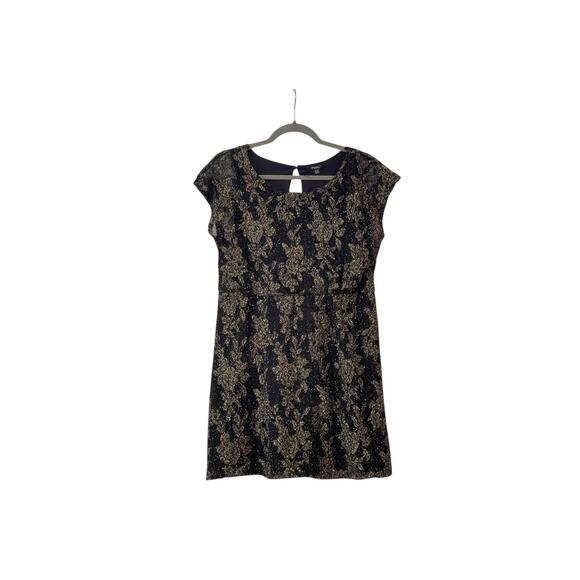 Rhapsody Women Golden Print Sleeveless Blouson Dress L - Picture 1 of 8